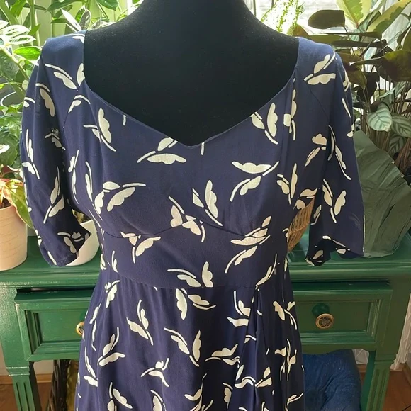 Anthropologie navy printed dress - Picture 2 of 6
